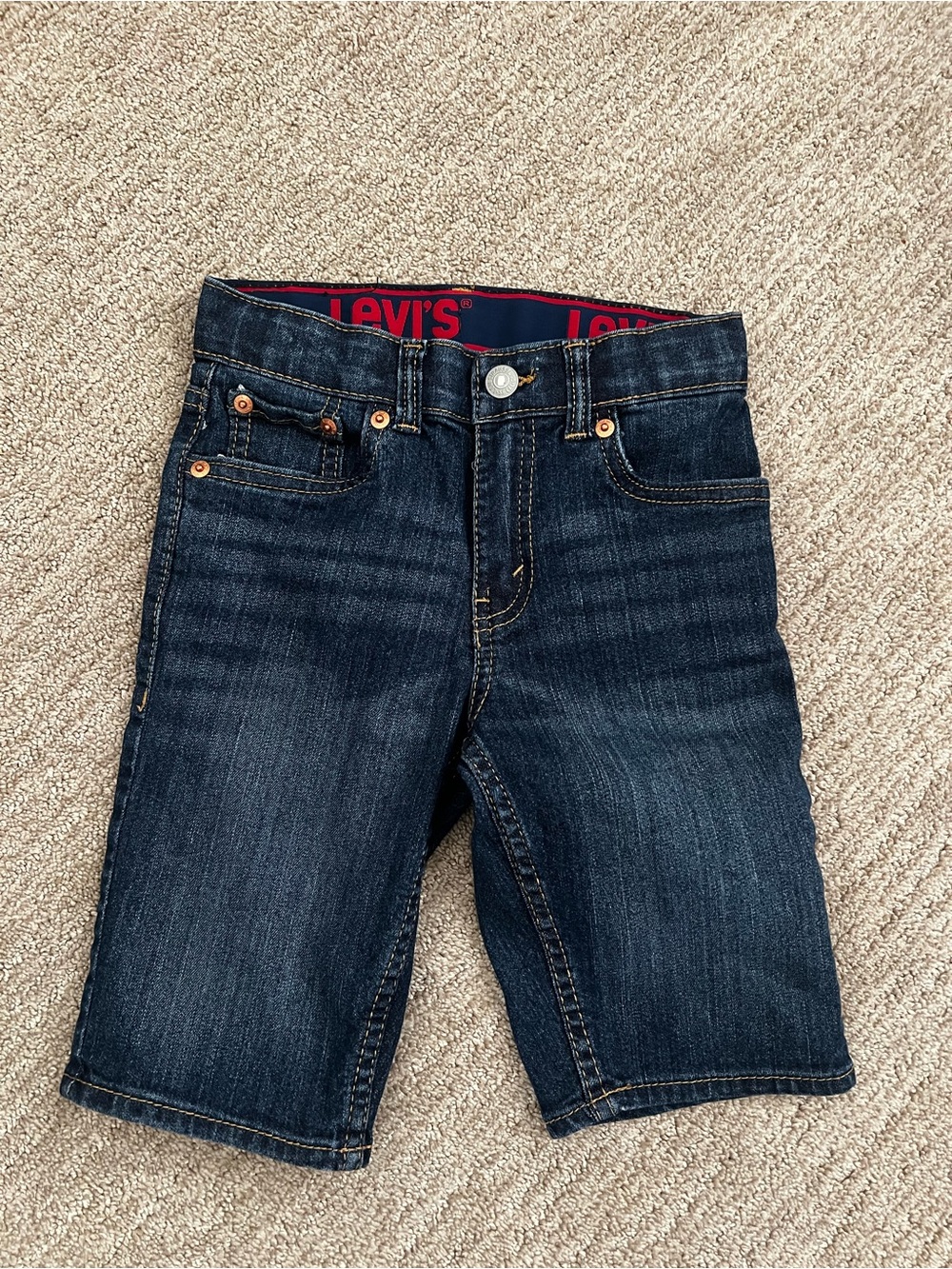 Levi's Kids Navy Denim Knee-Length Shorts